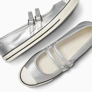 Converse All Star Mary Jane Low Sneakers- Metallic Silver